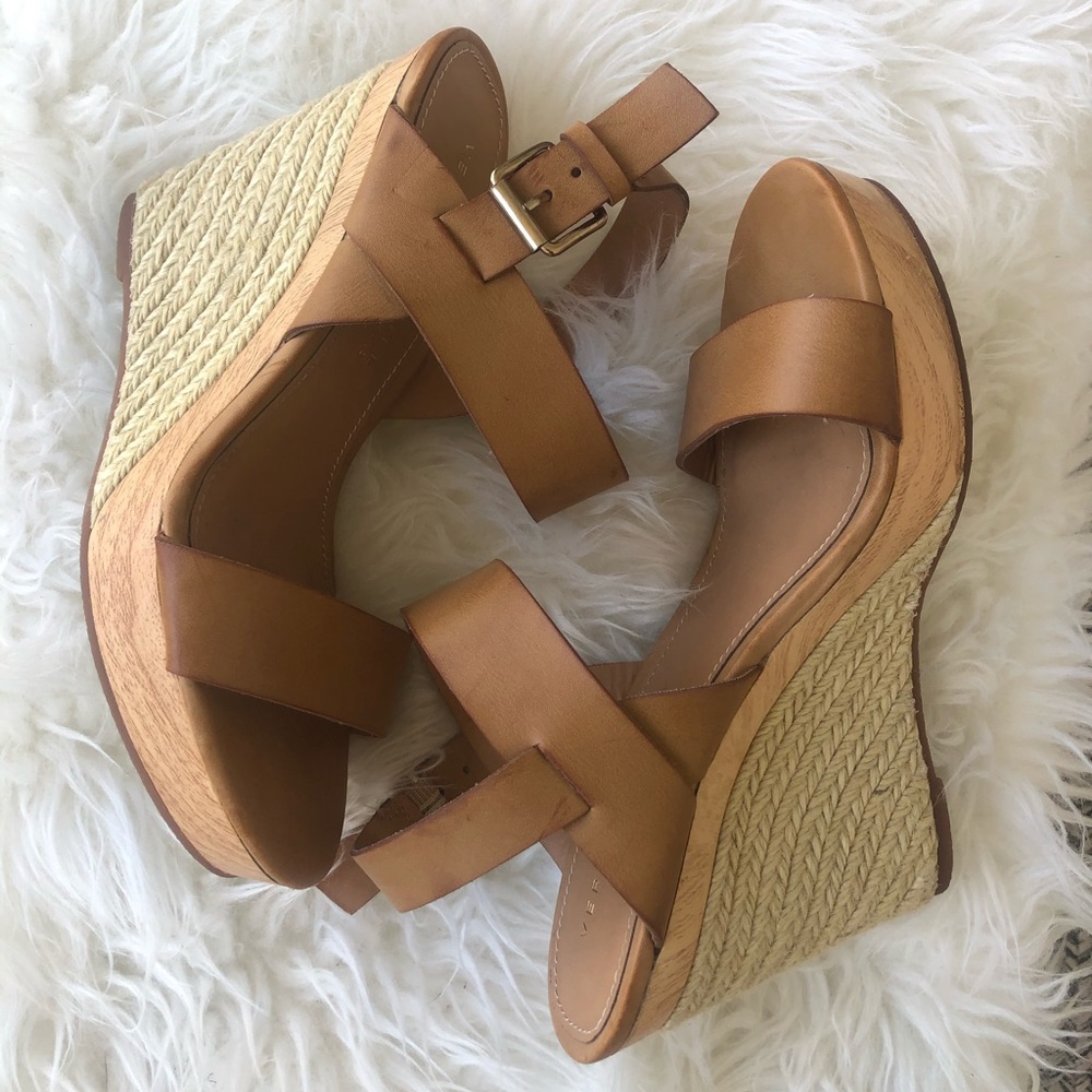 Tan Wedge Shoes with Espadrille bottom